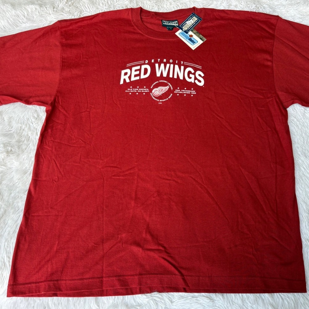 Detroit Red Wings NHL Hockey T-Shirt Red Mens XL NWT Spellout